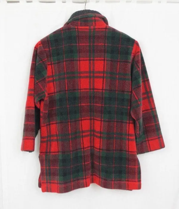 Vintage LL Bean USA Made Plaid Fleece Chore Jacket Ladies' Large - Image 8