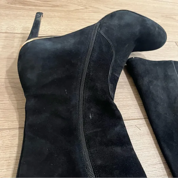 Coach Roma Black Tall Suede Heeled Knee High Boot Leather Size 10 - Image 3
