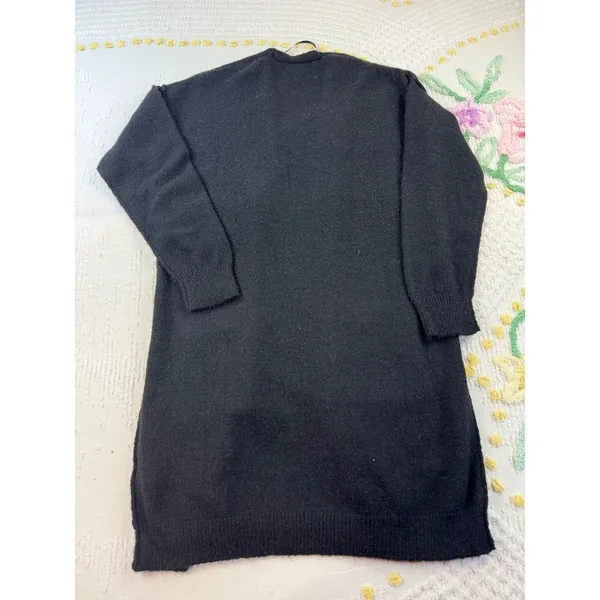 by Anthropologie Black Open Front Cardigan Sweater Knit‎ Cozy Small S - Image 3