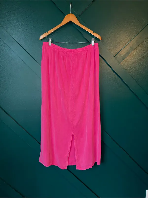 Tianello Tencel Hot Pink Pull-On Elastic Waist Maxi Skirt Granny Core Size XL - Image 3