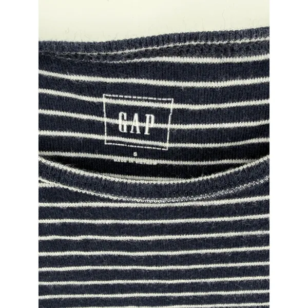 Gap Women T-Shirt Navy White Striped Crew Neck Short Sleeve Small - Image 4