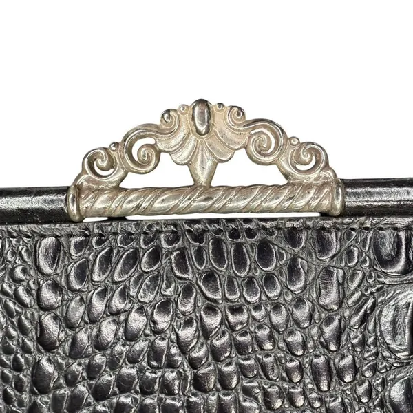 Brighton Black Leather Bag Crossbody‎ Pocketbook Crocodile Print Purse & Wallet - Image 6