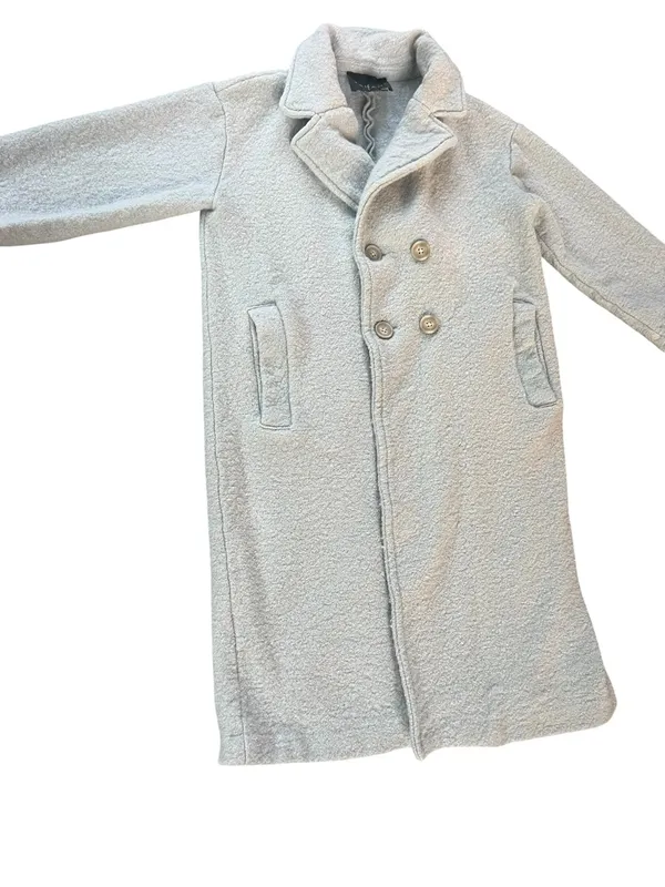 Tahari Double-Breasted Pale Gray Pea Coat - Image 3
