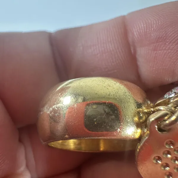 Chloé Paddington Gold Tone Padlock Star Charm Ring Rhinestone Size 6.5 - Image 8