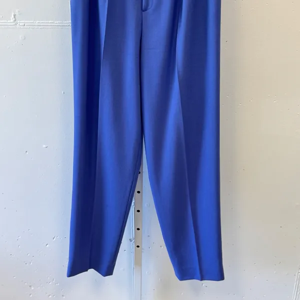 Classiques Entier Vintage Periwinkle 100% Pure Wool High Rise Pleated Trousers 4 - Image 4