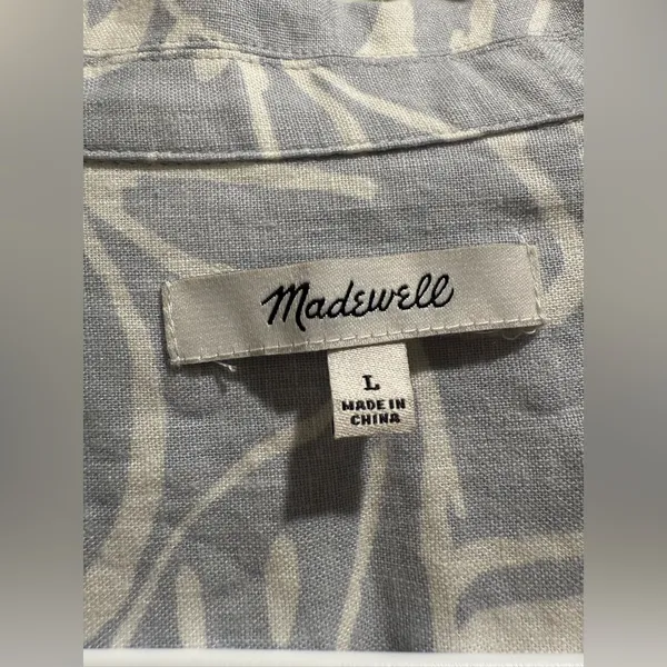 Madewell Linen-Blend Camp‎ Shirt in Abstract Flora Size Large - Image 6