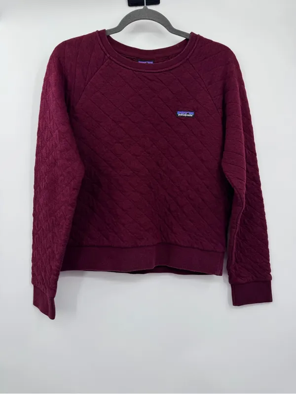 Patagonia Organic Cotton Quilt Crew Women M Chicory Red Quilted Sweatshirt‎ - Image 2