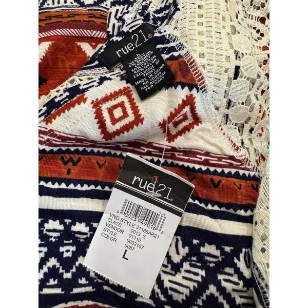 Rue 21 NWT western‎ boho tank with knit back size L - Image 5