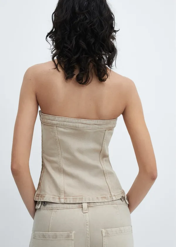 Mango Strapless Denim Top - Image 2