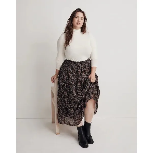 Madewell Crinkle Georgette Tiered Maxi Skirt in Blurred Blooms - Image 3