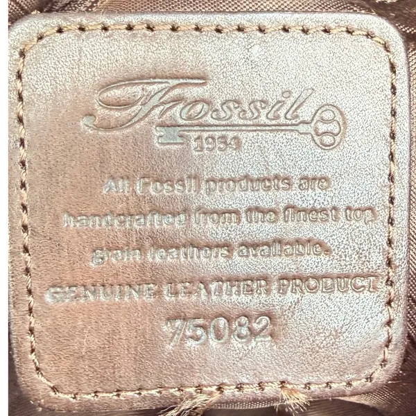 Vintage Y2K Fossil 1954 Brown Leather Crossbody Satchel Key Charm Purse Granny - Image 12