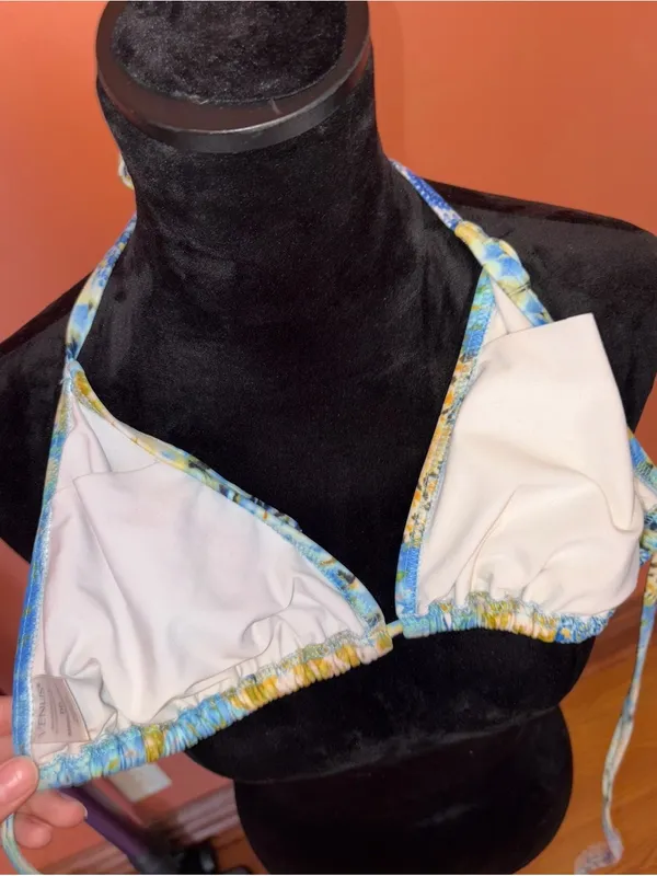 VENUS Y2K 2000’s Blue Multi Halter Bikini Top with Yellow Accents - Image 5