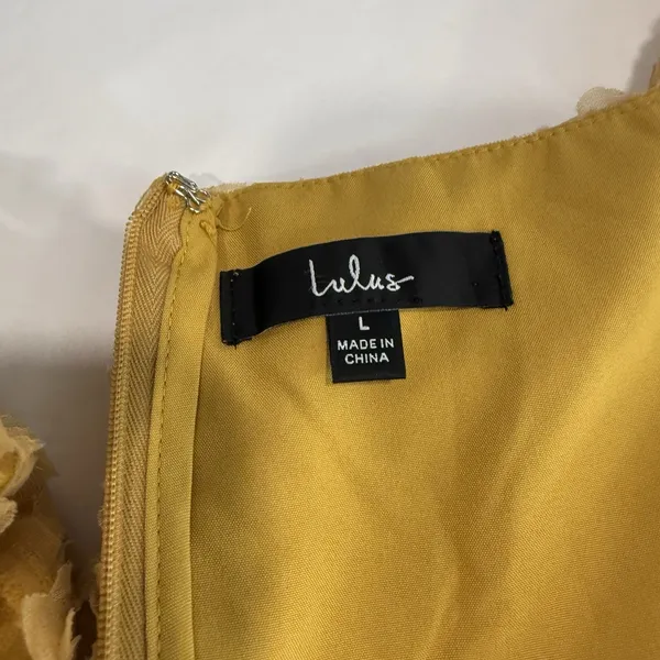 Lulus Notable Elegance Yellow Mesh‎ Floral Bustier Midi Dress Size LARGE Whimsy - Image 13