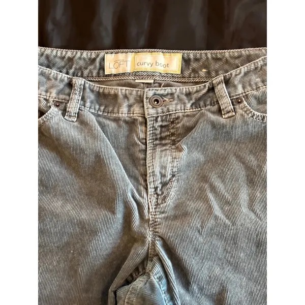 Ann Taylor LOFT Curvy Bootcut Corduroy Pants Gray Mid Rise Size 12 - Image 2