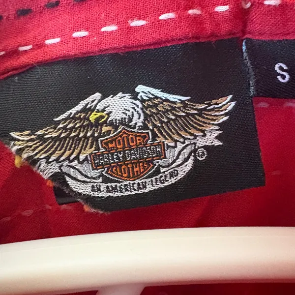 Harley-Davidson Red Contrast Stitch‎ Button Up Shirt Size Small - Image 4