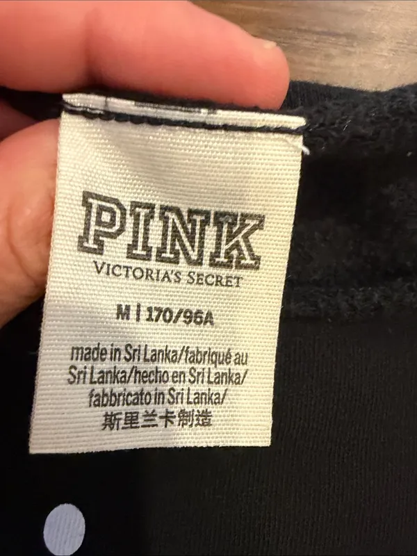 PINK Victoria's Secret Off-Shoulder Black Sweatshirt Medium - C28-013 - Image 2