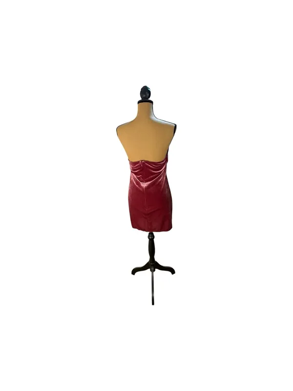 Light Before Dark Velvet Mini Dress L Strapless Sweetheart Y2K Burgundy NWT - Image 3