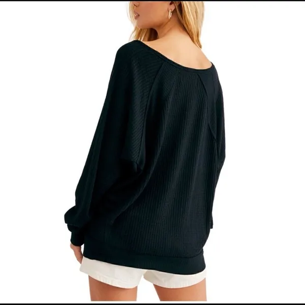 We The Free Free People Women's Santa Clara Thermal Top Size Black Size M‎ - Image 2