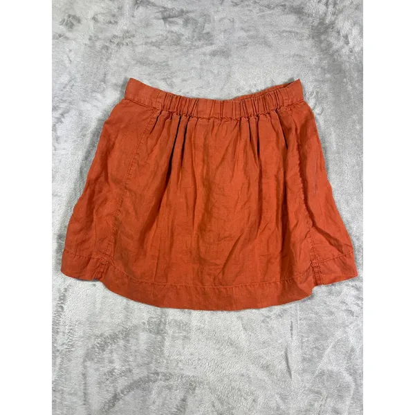 J.Crew Linen Mini Skirt Burnt Orange Elastic Waist Small 4 Lightweight - Image 4