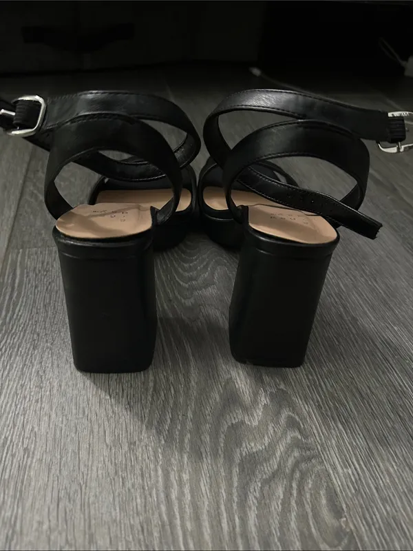a new day Black Square-Toe Block Heel Ankle-Strap Sandals - Image 4