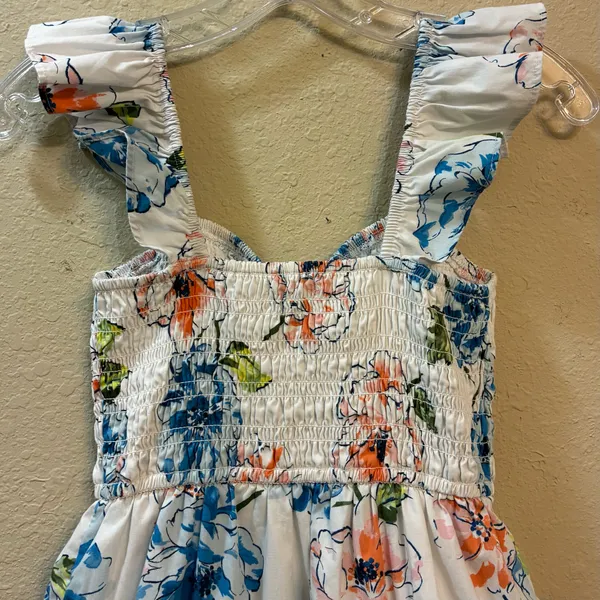 Abercrombie Floral Smocked Midi Dress Ruffle Straps Cottagecore Sundress - Image 13