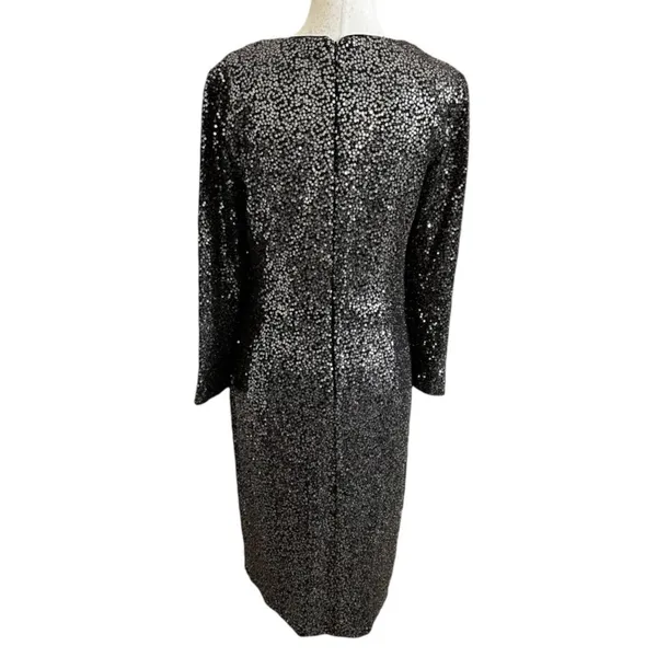 Eliza J Womens 10 Sequin V Neck Long Sleeve Cocktail Dress Black Gold | 24-11 - Image 2