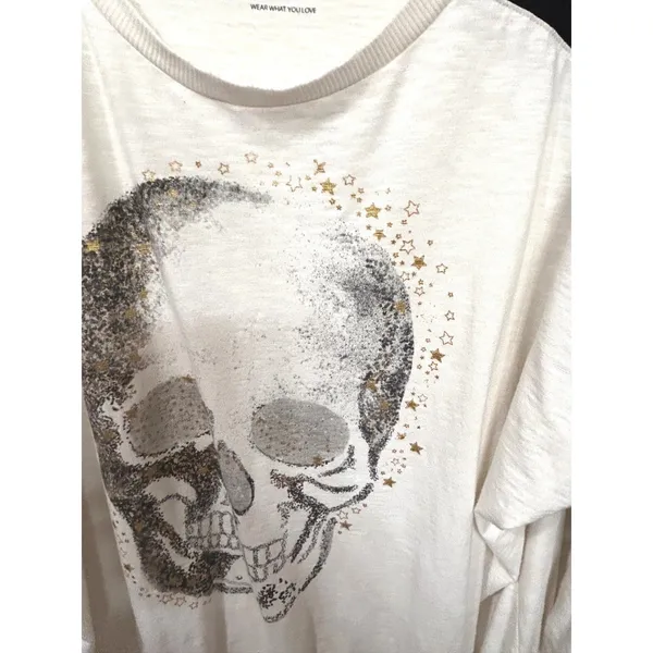 Torrid Super Soft Slub Jersey Skull Graphic Raglan Tee Edgy Halloween Size 2(2X) - Image 13