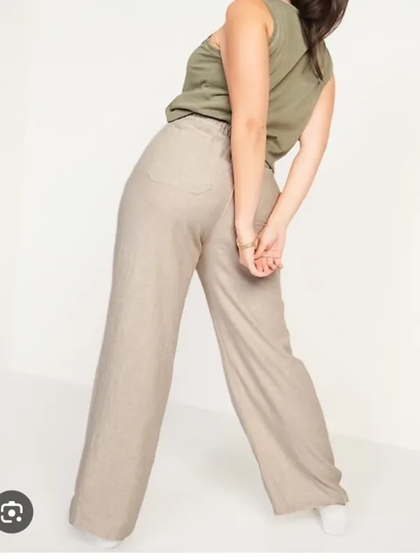 Old Navy High-Rise Wide Leg Linen Blend Pants Size Medium In Flax Linen Color - Image 2