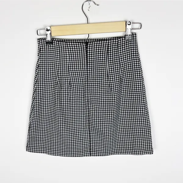 Brandy Melville Mini Skirt Black White Checkered One Size - Image 2