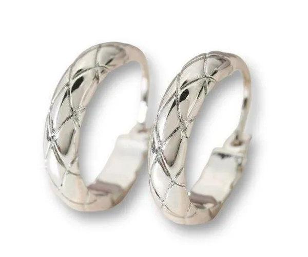 Polished Metal Texture Silver Hoop Earrings for Women - Image 5