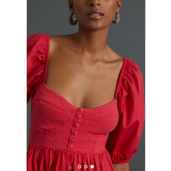 Anthropologie Maeve Puff-Sleeved Sweetheart MIni Dress - Image 3