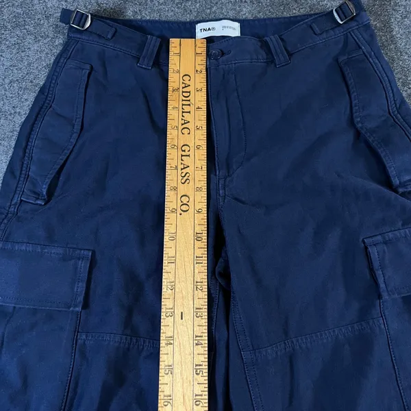 TNA Aritzia Surplus Division Navy Blue Cargo‎ Pants Wide Leg Women Size 4 - Image 4