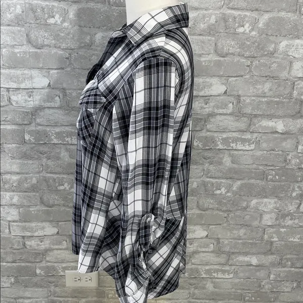 Sam Edelman Monochrome Plaid Button Down Shirt - Image 4