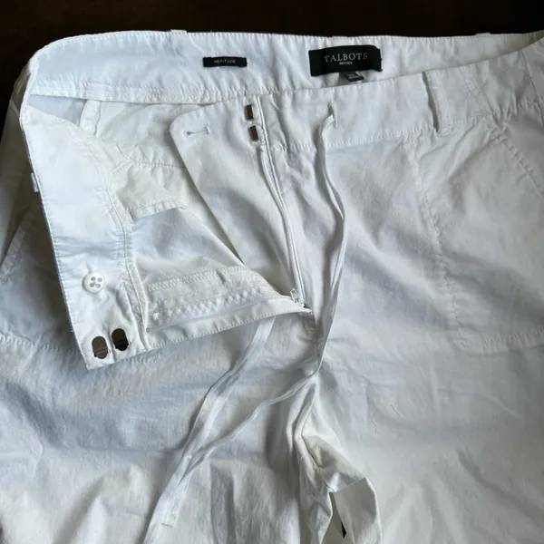 Talbots White Stretch Straight Leg Ankle Cropped Pants High Rise Size 14P - Image 3
