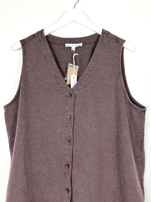 NWT Jane + Delancey cotton brown button up sleeveless top minimalist size 2X NEW - Image 3