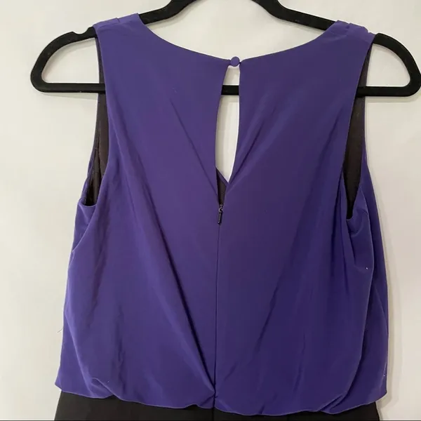 Aidan Mattox Blue Black Bodycon Draped Top Dress Womens S Cocktail Mini V Neck - Image 5