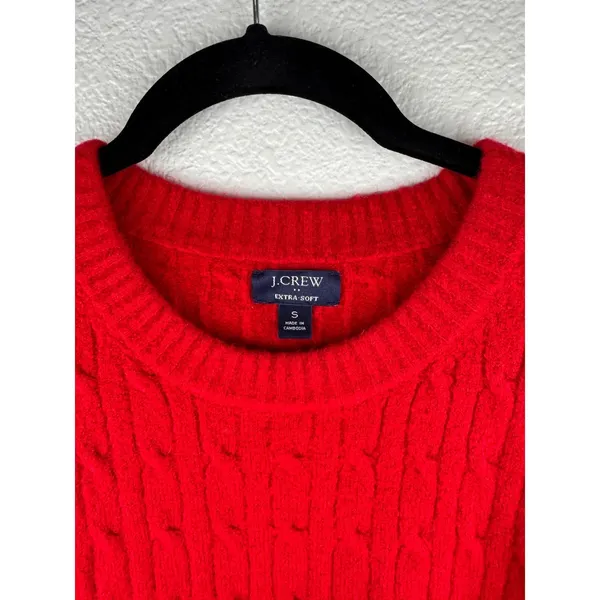 J Crew Cable Knit‎ Wool Sweater Womens Size S Red Holiday Cozy Winter Classic - Image 2