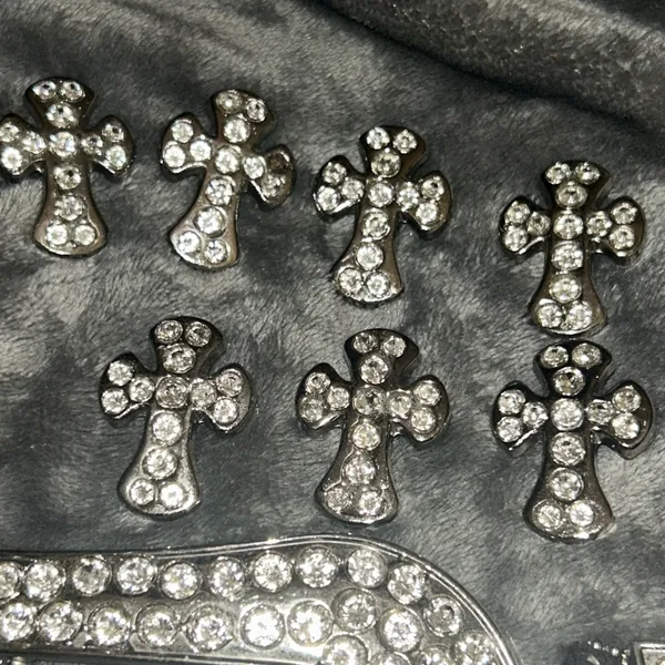 Rhinestone Western Belt Buckle Set Crosses Arrowhead Silver Tone‎ Bling Rodeo - Image 4