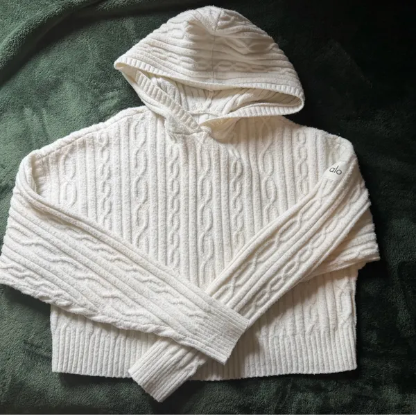 Alo Yoga Cable Knit Hoodie Winter Bliss - Image 4
