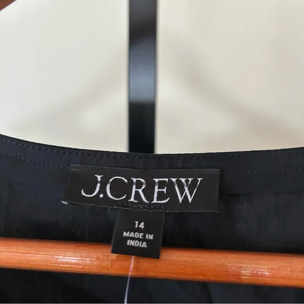 J. Crew Wren Mini Shirt Dress Cotton Blend Poplin Pleated Black $158 NWT Size 14 - Image 6