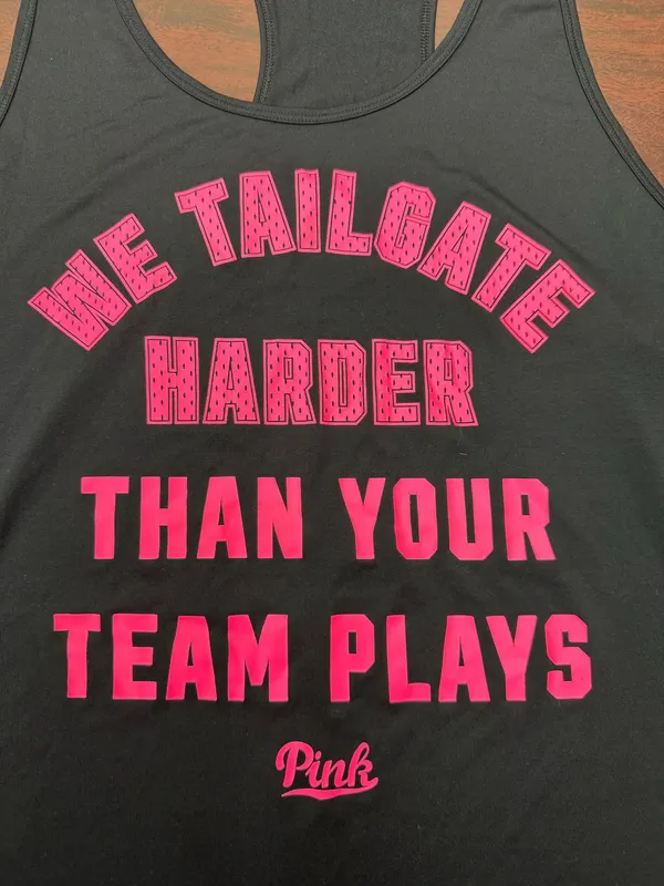 PINK Victoria’s Secret Black Racerback Tailgating Tank Top Size Large - Image 2