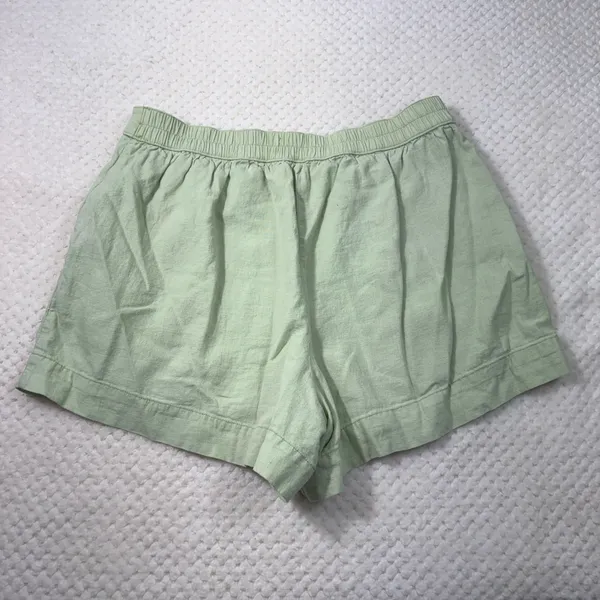 Abercrombie & Fitch Light Mint Green Linen Blend Breathable Casual Shorts Large - Image 4