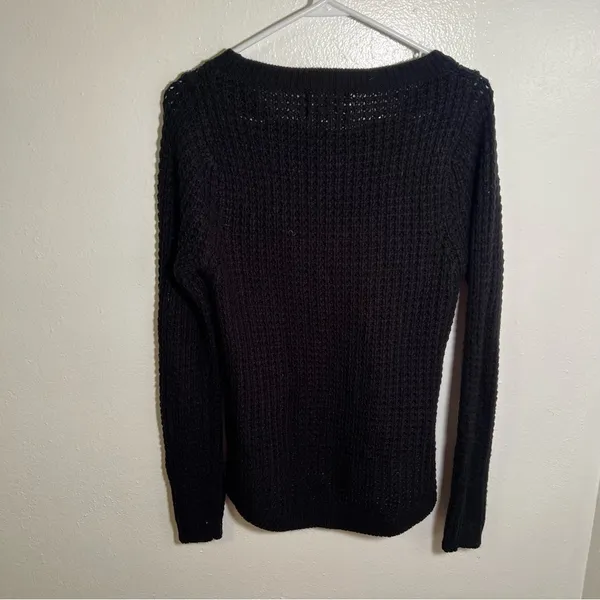 Ambiance Women's Size Medium Crewneck Loose Knit Sweater Black‎ High Low Hem - Image 5