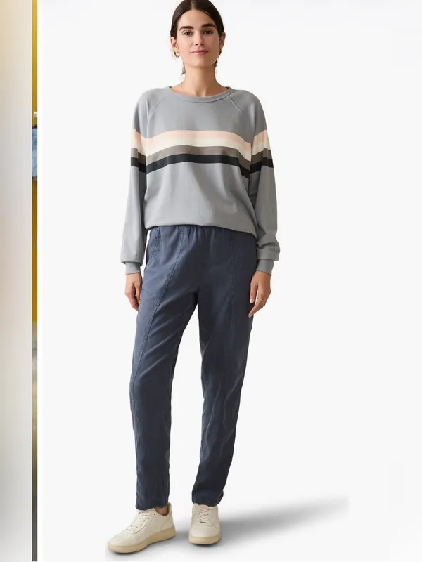 Faherty Chest Stripe Pima Sweatshirt Sz M - Image 4