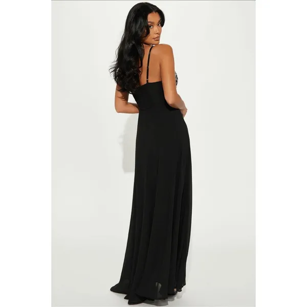 FN‎ Black Gracie Chiffon Gown Womens Adjustable Straps Formal Elegant Size M - Image 3