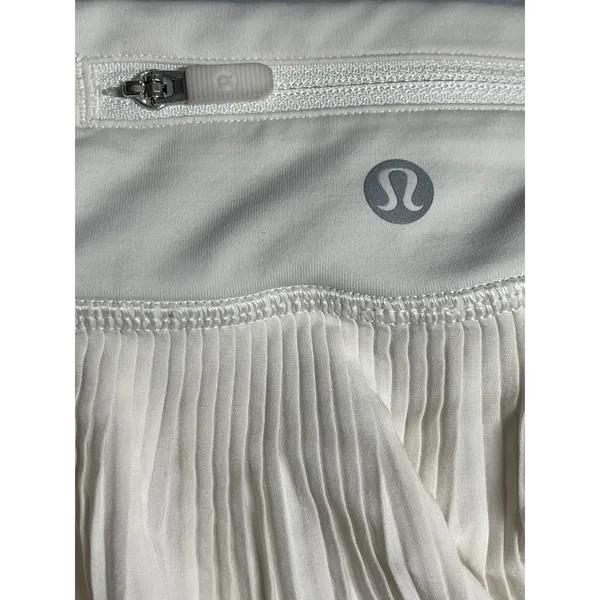 Lululemon Pleat To Street White Pleated Mini Tennis A-line Skirt Skort Size M/L - Image 3