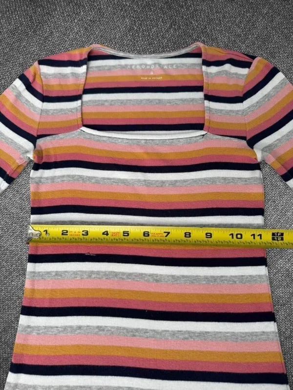 Aeropostale Striped Ribbed Square Neck Top Size S - Image 6