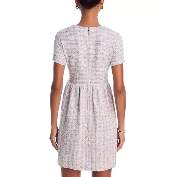 Aqua Rainbow Tweed Mini Dress Womens Small Pink‎ Multi Preppy Classic Feminine - Image 4