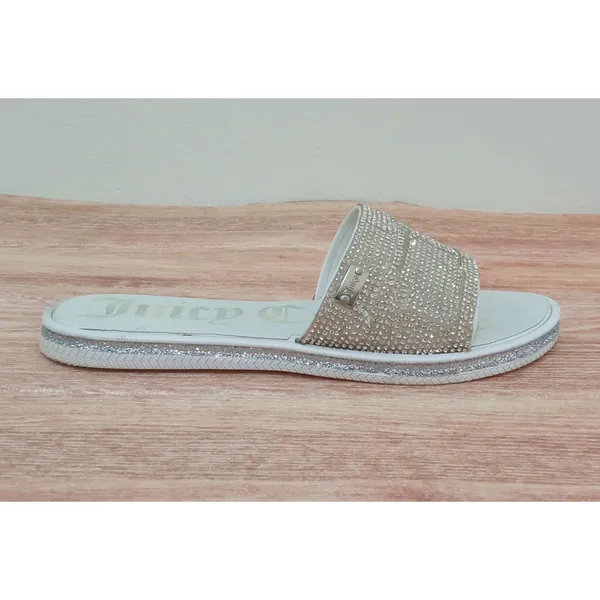 Juicy Couture Women Shoes Sandals Yippy Silver Rhinestones Slide Size 6 - Image 4