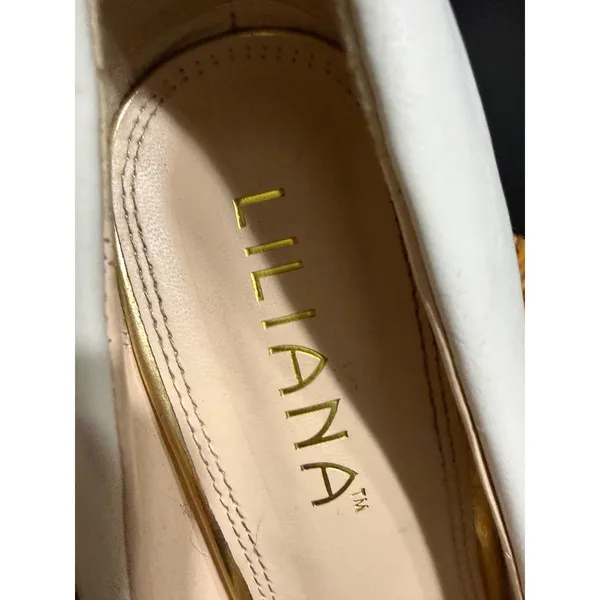 Liliana White Gold Flawless Flawless Lettering Pointed Toe Stiletto Pumps Heels - Image 5